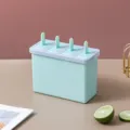 Haushalts 4-Kavitäten Eis am Stiel Form mit Deckel, DIY Eisbereiter in frischem Hellgrün. - 4 Gitter / Lila-Grün