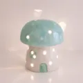 Ceramic Mushroom Night Light Cute Blue Cap Cute Desk Bedroom Decor Ambient Lighting Lamp - Blue
