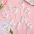 Birthday number candles set, creative balloon shape cake decoration for kids party supplies - White Balloon Number Candle