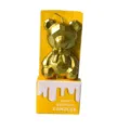 Gold Geometric Teddy Bear Birthday Candle, Faceted Bear Cake Topper for Kids Party Decor - Gold