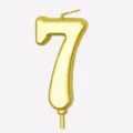 Candela di compleanno numero 7 oro per decorazione torta di festa per bambini e dessert - Numero 7