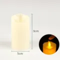 White LED flickering flame electronic candle, 9cm height and 5cm width for home decor. - Flickering Candle 5x9 Ivory