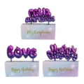 Mermaid gradient star letter candle set, birthday cake topper decoration for party celebration. - Happy Birthday / Violet Blue
