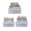 Mermaid gradient birthday letter candles set, cute cake topper party decoration supplies. - Happy Birthday / Pink and Green