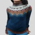 Women's stylish turtleneck colorblock knit sweater winter warm casual pullover top - S / Tops / 9129