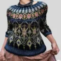 Women patterned crewneck sweater casual loose knit pullover long sleeve stylish top - S / Tops / 9130