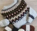 Knit Sweater Variant, Cozy Geometric Yoke Pullover, Casual Multicolor Crewneck Long Sleeve Knitwear. - S / Tops / 9126 Gray