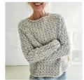 Women casual crew neck patterned knit sweater long sleeve loose pullover variant top - S / Tops / Small Raindrop