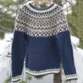 Women's crewneck long sleeve pullover sweater with Nordic geometric pattern knitwear. - S / Tops / 9123 Blue