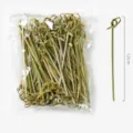 Bamboo knot skewers cocktail picks 12cm decorative fruit toothpicks for party 100pcs - 12cm 100 Pcs Bow Knot Skewers
