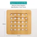 Square bamboo trivet hot pad for kitchen dining table, natural wood heat resistant mat 16x16cm - 16cm Square Slot Hollow Place Mat