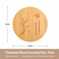 Round bamboo thermal insulation pad pot mat anti-scald tableware tea cup holder 12cm - 12cm Round Plum Blossom Solid Mat