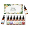 Essential oil gift box set with six assorted floral fragrances for aromatherapy diffusers. - Gardenia Lavender Cherry Blossom Chamomile Jasmine Rose