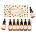 Detailed view of 6 bottles set essential oils for diffuser aromatherapy water soluble fragrances. - Mango Apple Blueberry Pineapple Grape Raspberry