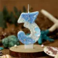 Gradient blue shell pearl number 3 birthday candle creative cake decoration party supply - Number 3 / Gradient Blue