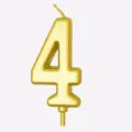 Candela numero 4 oro per torta di compleanno decorazione tavola festa finitura lucida - Numero 4