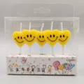Yellow heart smiley face birthday candles set 5pcs cute dessert cake party celebration supplies - C15-2 Yellow Heart Smiley Face