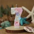 Verlauf blaue Muschel Perle Zahl 7 Geburtstag Kerze für Kuchen Dekoration Party Zubehör - Zahl 7 / Verlauf Rosa