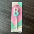 Gradient number 3 birthday candle, pink and blue with gold specks, party cake decoration. - Number 3 / Pink Blue Gradient