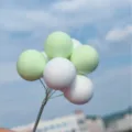 Bonito topper de tarta de globo de espuma con tallo de alambre para decoracion de cumpleanos - Verde Fluorescente Blanco