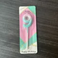 Candela di compleanno numero 9 sfumata galassia rosa e blu per decorazione torta festa. - Numero 9 / sfumatura rosa-blu