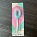 Candela di compleanno con numero 0 sfumato e brillantini per decorazione festa - Numero 0 / sfumatura rosa-blu