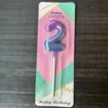 Candela compleanno numero 2 sfumata rosa viola blu cake topper decorazione festa - Numero 2 / Viola Sfumato