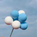 Set de adorno para pastel de globos azul y blanco, ideal para decorar fiestas de cumpleaños. - Azul y Blanco