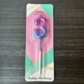 Candela di compleanno numero 3 sfumata rosa blu brillantini decorazione torta carta ins - Numero 3 / Viola Sfumato