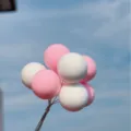 Adorno de pastel de globo de espuma colorido para fiesta de cumpleaños, decoración bonita. - Rosa Blanco