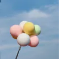 Adorno de tarta de globo colorido para decoraciones de fiesta de cumpleaños y bonitos postres. - Rosa Amarillo Verde y Blanco