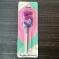 Candela di compleanno numero 5 sfumata rosa blu decorazione per torta festa carta inserto - Numero 5 / Viola Sfumato