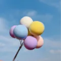 Set de topper de pastel de globo colorido, bolas de espuma decorativas para fiesta de cumpleaños. - Amarillo Morado Rosa y Azul