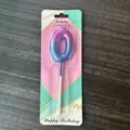 Candela di compleanno numero 0 sfumata rosa e blu topper per torta festa e decorazione - Numero 0 / Viola Sfumato