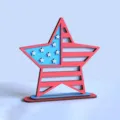 Wooden star flag ornament detail, patriotic tabletop decoration, red white blue design. - Style B