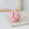 Pink yarn ball scented soy candle for home decor and photography props, 5.5cm size - Rose / Pink