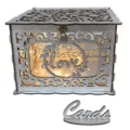 DIY wooden wedding card box hollow greeting card storage box with fairy lights and lock for party - JM01903