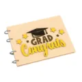 Wooden graduation photo album cover with engraved cap and star design for memories. - Style 3