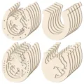 Découpes artisanales en fer à cheval en bois pendentifs suspendus DIY pour décoration - Quatre Styles Mélangés (24 Pièces/Paquet) / 8.3x9x0.25cm
