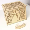 Wooden wedding card box hollow gift card box with cards sign for wedding reception decor - JM01368 Large Box