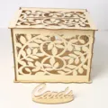 Wooden hollow wedding card box with matching Cards sign for party decoration and gift collection. - JM01370 Large Box