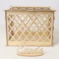 Wooden wedding card box with hollow lattice design and separate Cards sign for party decor. - JM01375 Large Box