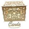 Wooden wedding card box with hollow carved heart design and Cards sign for party decor. - JM01776 Small Box