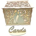 Wooden Wedding Card Box DIY Hollow Greeting Card Box Wedding Reception Gift Card Box Holder Variant - JM01777 Small Box