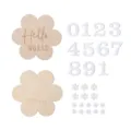 Baby wooden milestone photography props set with flower cards and numbers for newborn growth record - Set / Small White Flowers