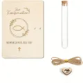 Set de regalo de confirmacion de madera con tubo de cristal cuerda y corazon decorativo. - Modelo 3 (Tarjeta + Cordel + Tubo de Ensayo)