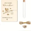 Set de tarjeta de nacimiento de bebé de madera con botella de vidrio y cuerda. - Modelo 4 (Tarjeta + Cordel + Tubo de Ensayo)