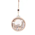 Wooden Christmas hanging ornament with deer and tree design, rustic holiday tree decor. - Style A