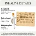 Set de hucha de viaje de madera con placa decorativa, cuerda de yute y tubo de ensayo. - Estilo 12