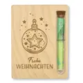 Tarjeta de regalo de dinero de navidad de madera con tubo de vidrio, diseño grabado. - Estilo 13